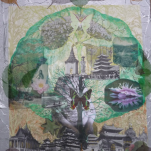 "Tree of Life " technique mixte collage/peinture 50x70cm